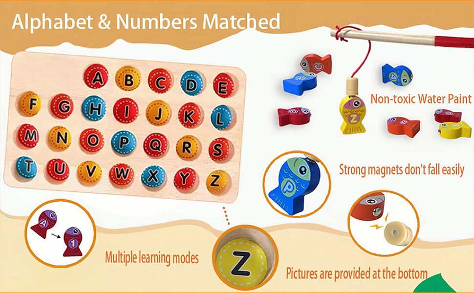 DreamBabies™ | Montessori Wooden Magnetic Fishing Toy