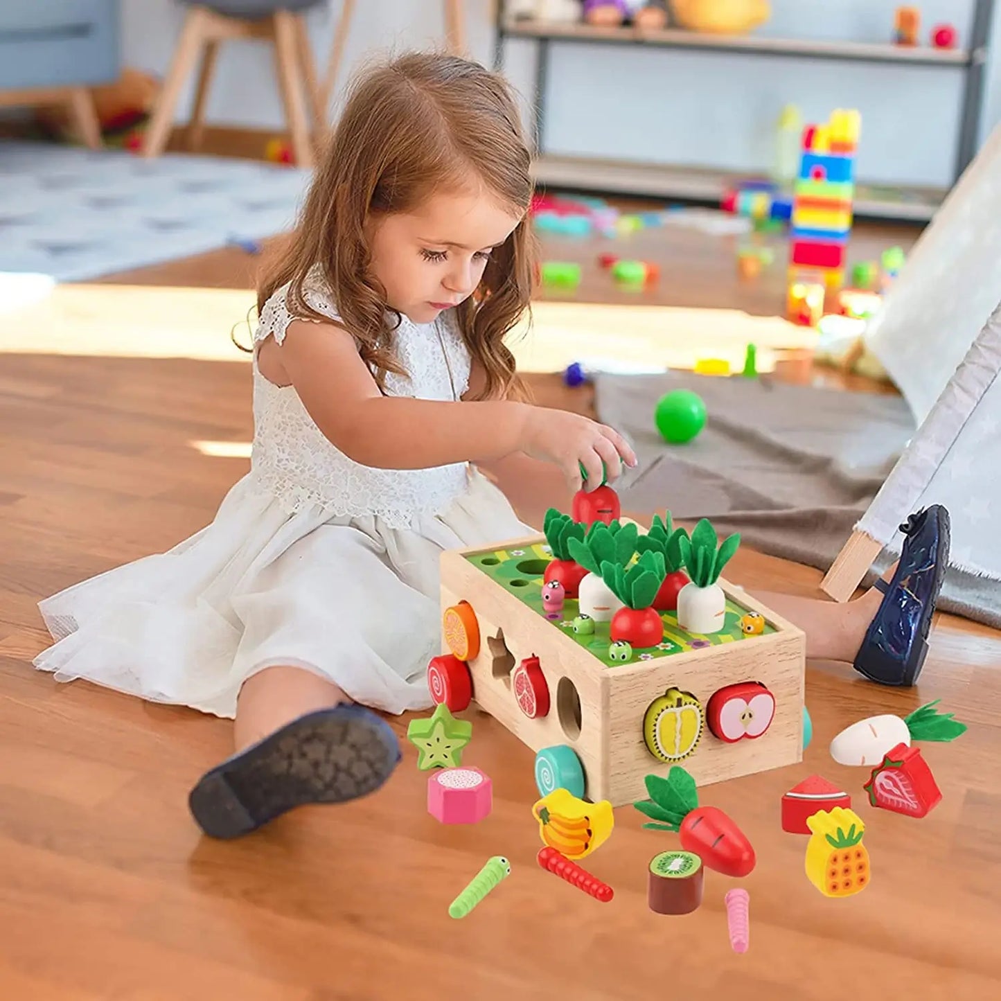 DreamBabies™ | Montessori Carrot Farm Wooden Toy